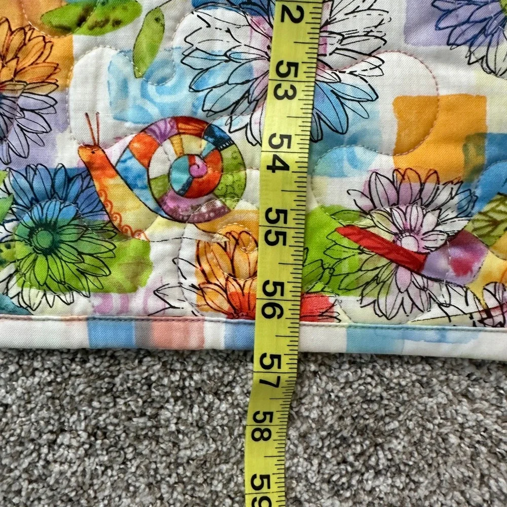 Quilt OS Patchwork Multi Color Snail Bird Sunflower Graphic Lap
